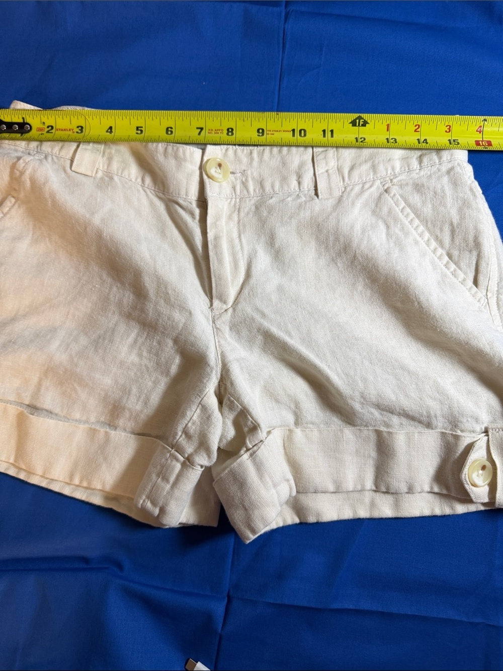 Banana Republic Cream Cuffed Linen-Blend Women's Shorts SZ 4
