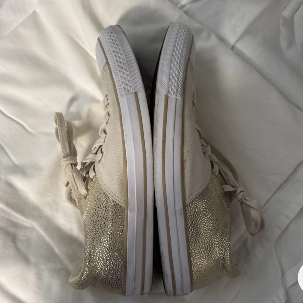 Converse Gold and Cream Canvas Sneakers Size 10
