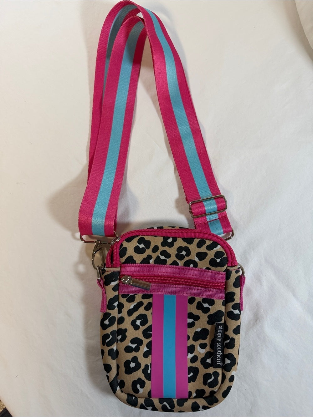 Simply Southern Pink & Teal Leopard Crossbody Bag