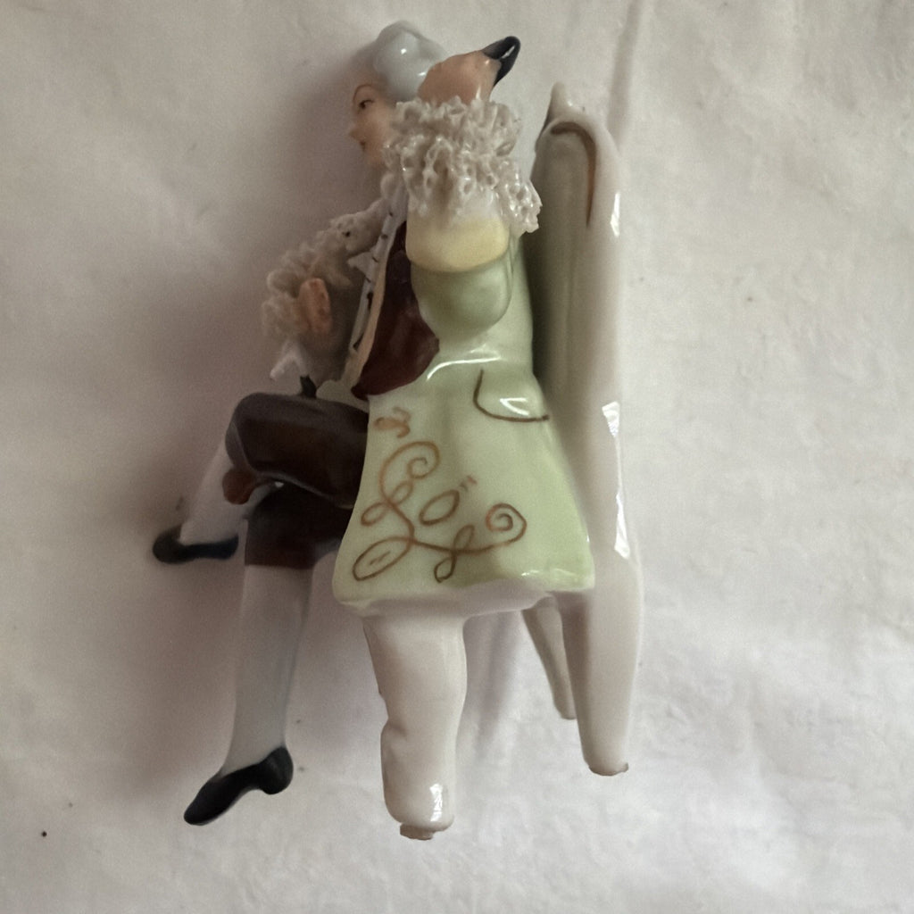 Dresden Meissen Germany MUSICIAN Figurine ￼Antique  MINIATURE 3” Very sweet
