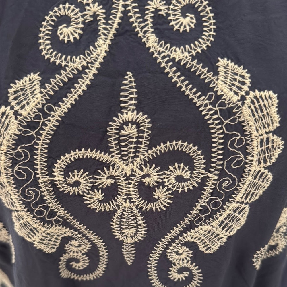 Elegant Blue and Cream Lace Top