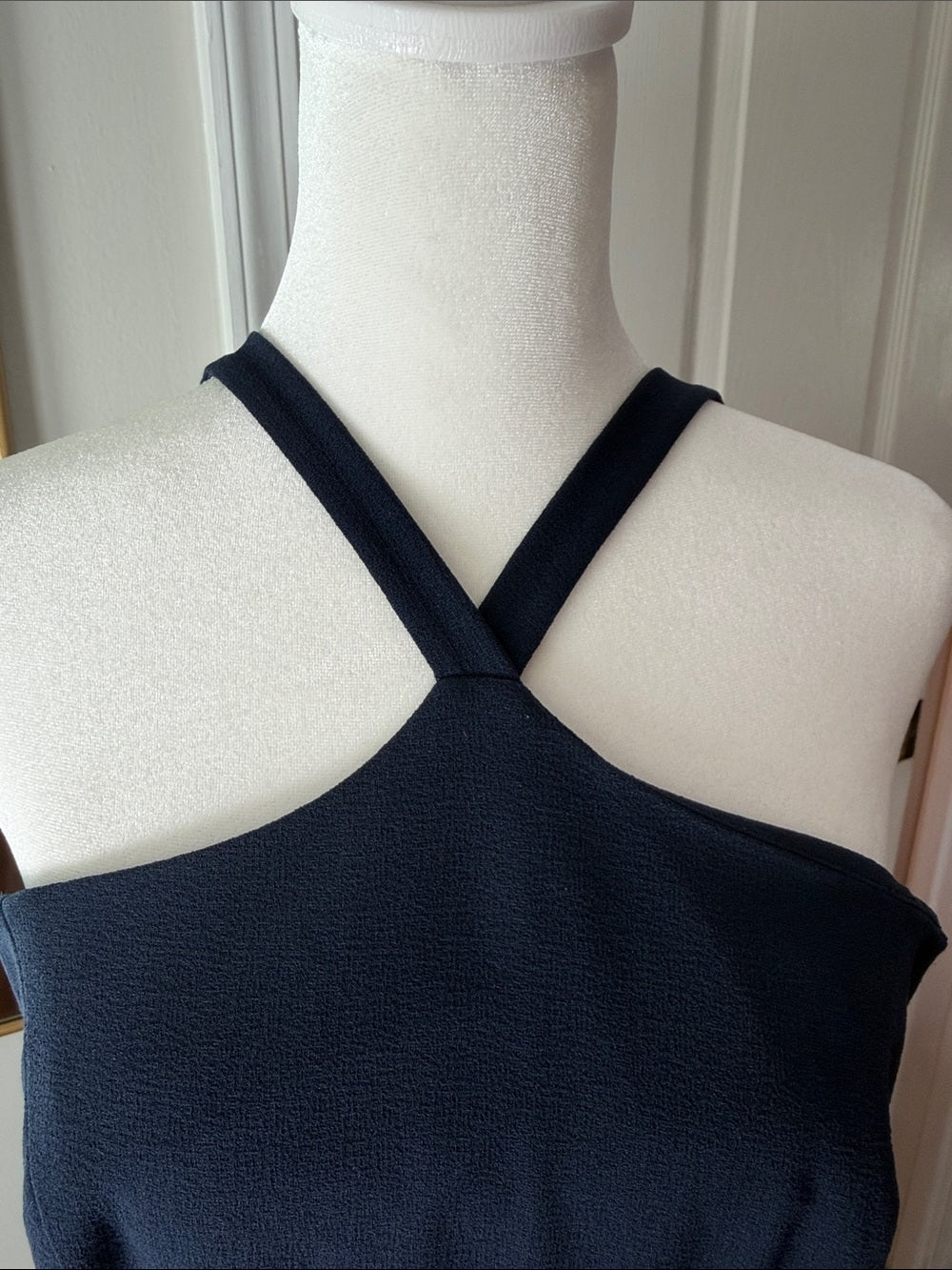 Dress the Population Navy One-Shoulder Cross-Strap Midi Dress size L