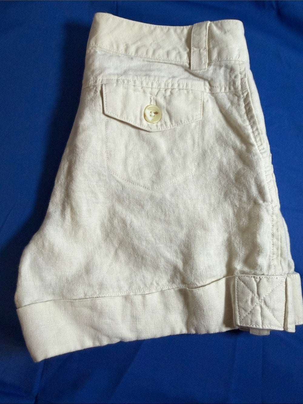 Banana Republic Cream Cuffed Linen-Blend Women's Shorts SZ 4