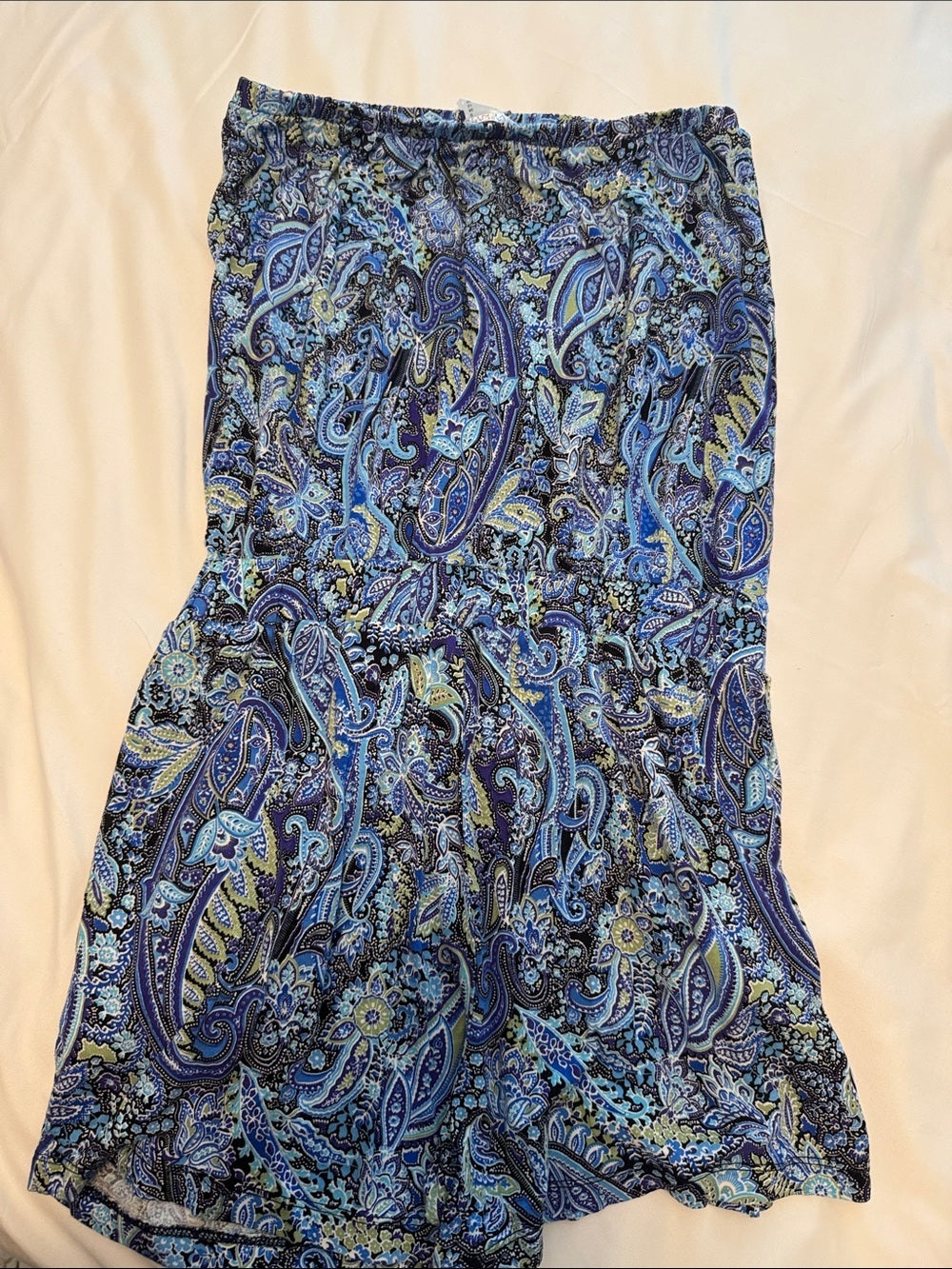 Venus Blue Paisley Strapless Romper SZ S