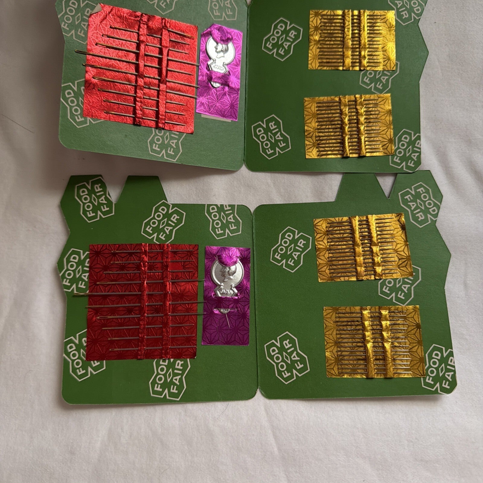 Food Fair Sewing Needle Kits Advertising Supermarket Souvenir  - Lot of 2 VTG
