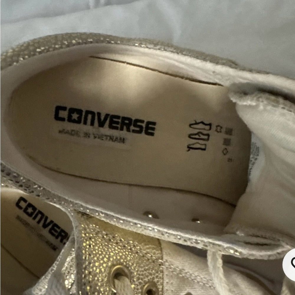 Converse Gold and Cream Canvas Sneakers Size 10