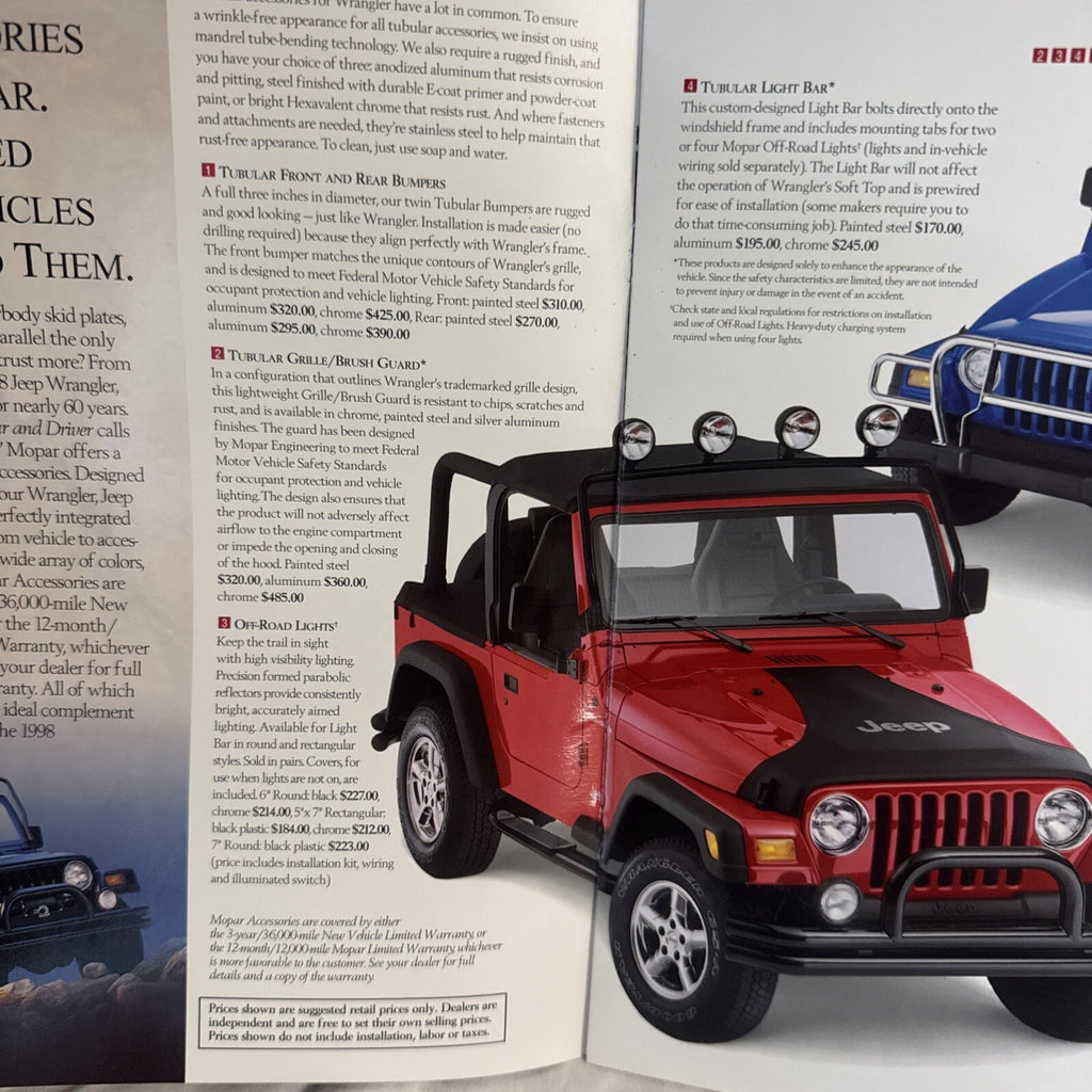 Jeep Wrangler original Brochure - 1998 Mopar accessories ￼