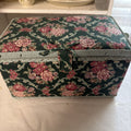 Sewing Basket  Tapestry & wicker Azar Ind - comes with misc sewing items VTG￼