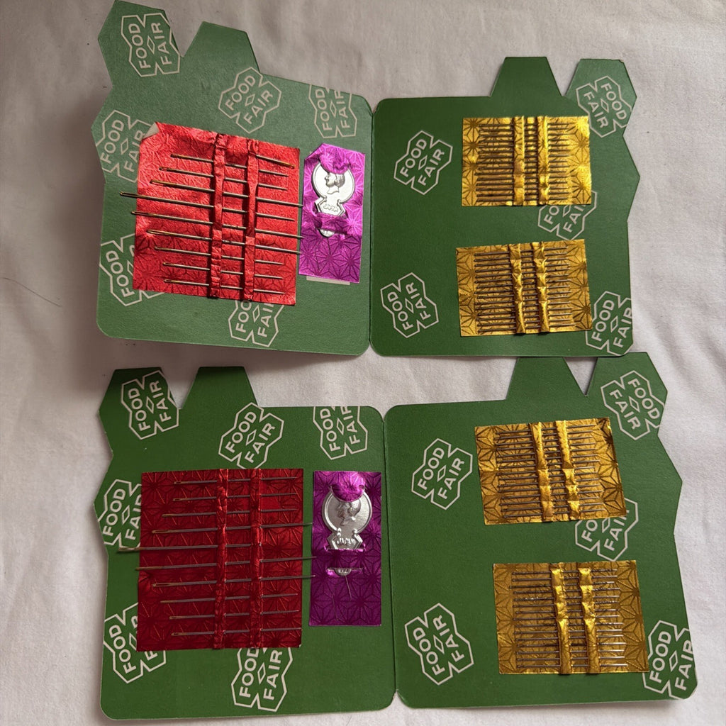 Food Fair Sewing Needle Kits Advertising Supermarket Souvenir  - Lot of 2 VTG