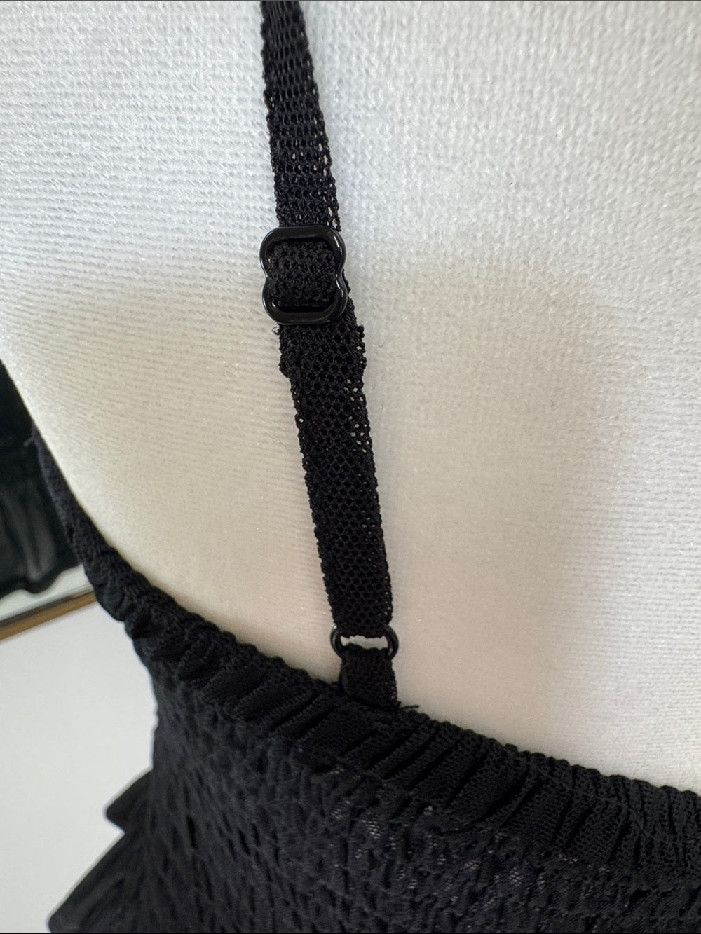 VENUS Black Smocked Peplum Cami with Tie Front
