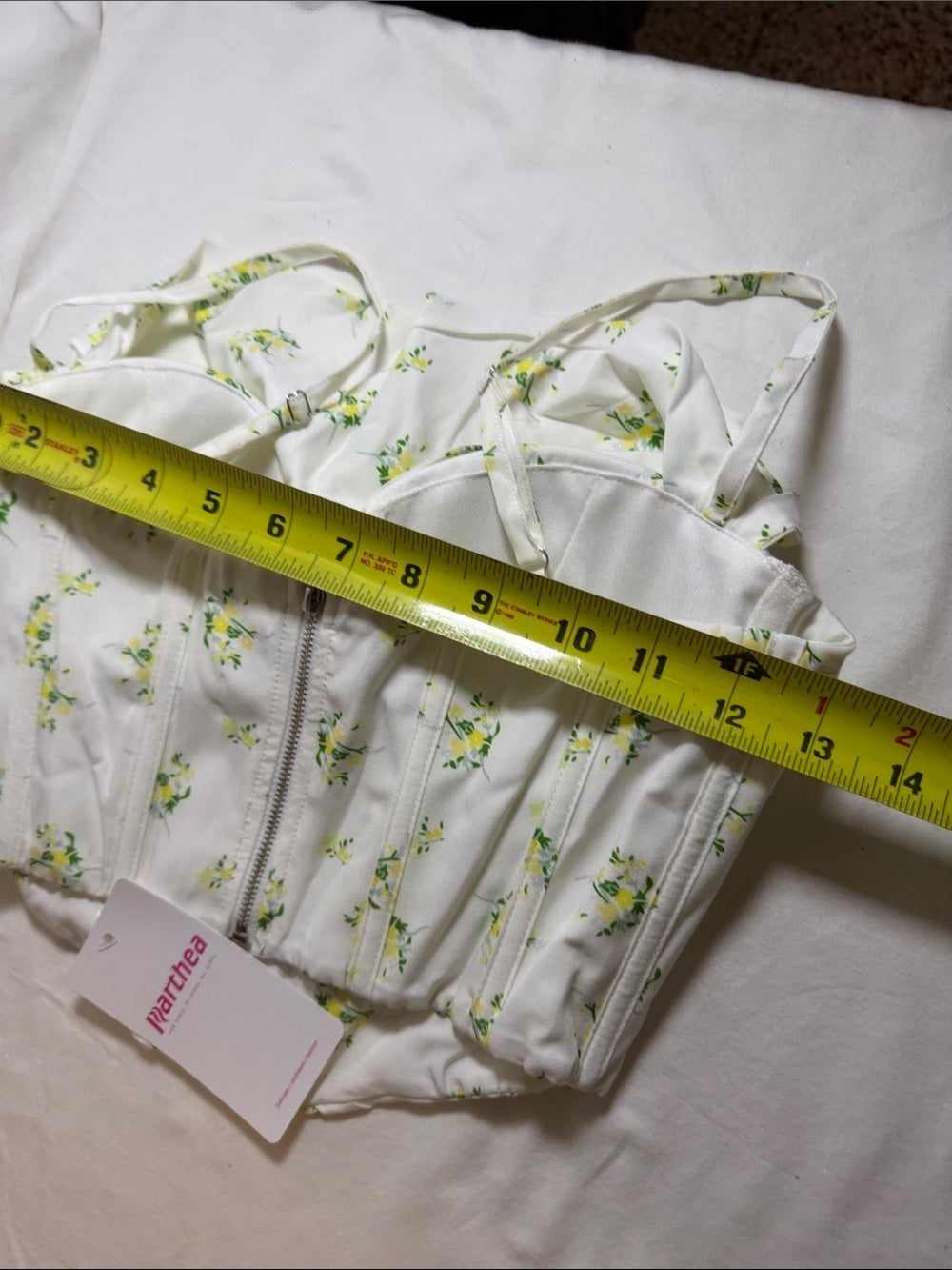 White Floral Bustier Corset Top XS