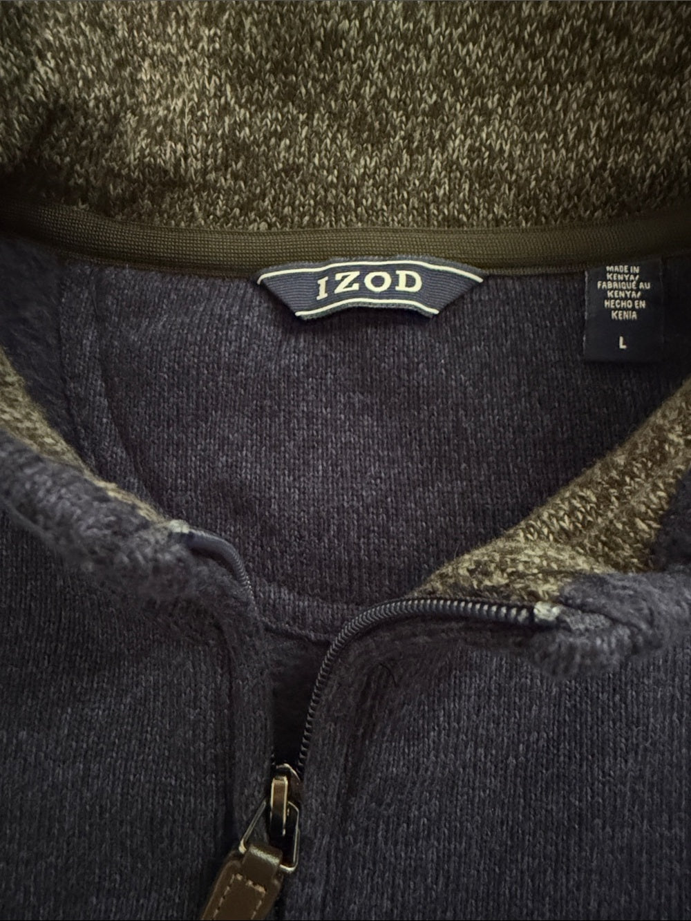 Izod Men's dark Navy Half-Zip Pullover Sweater SZ Large