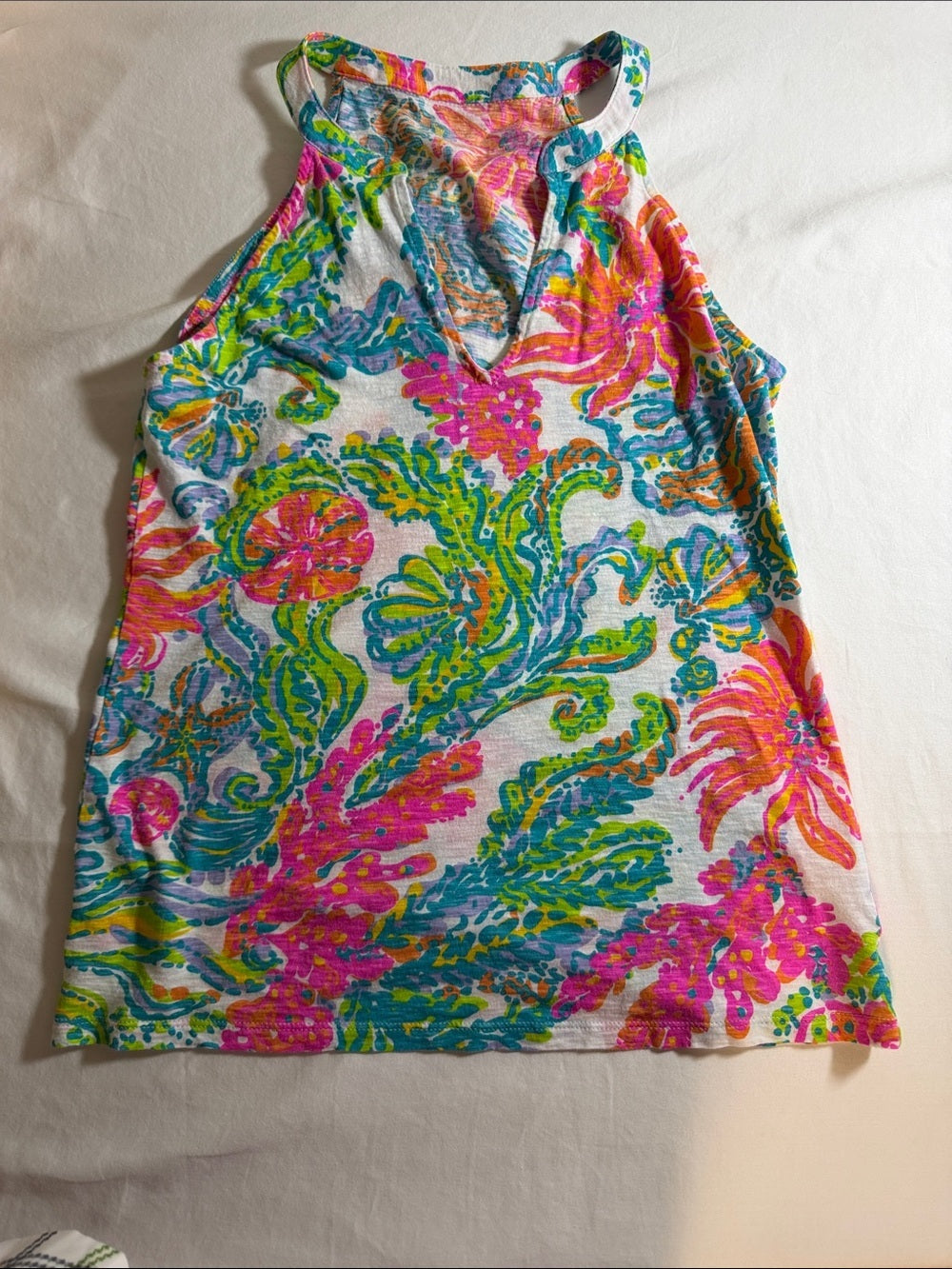 Lilly Pulitzer Neon Floral Halter Tank - Pink, Green, Blue, Orange SZ S