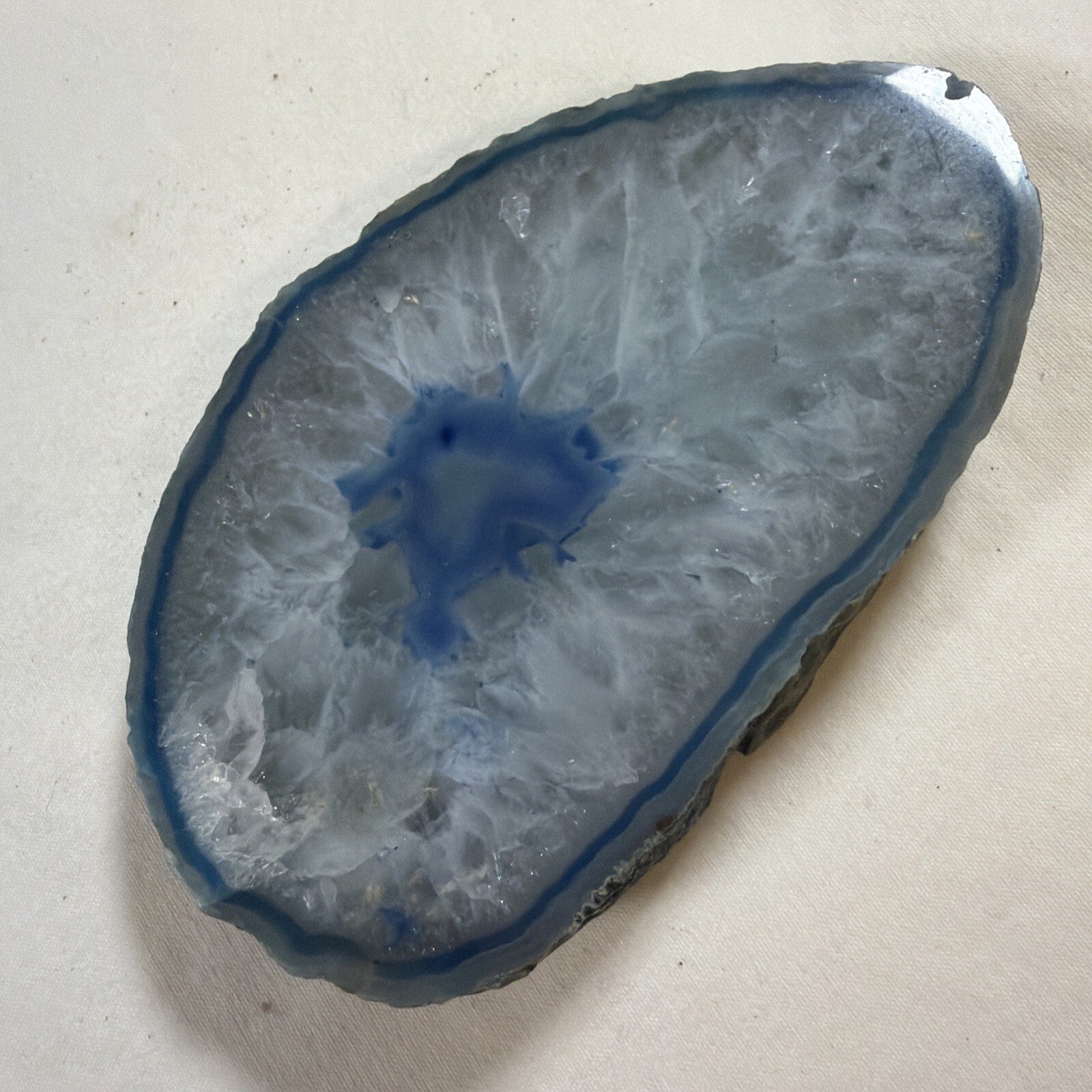 Dyed blue agate Geode sliced  & 2 brown, and beige agate geodes ￼