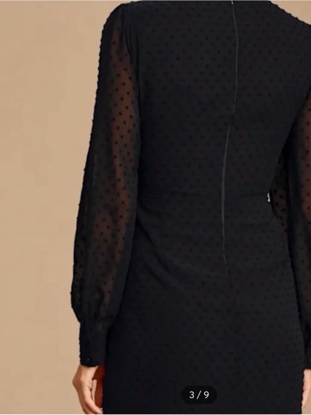 Lulus Much Love Black Swiss Dot Long-Sleeve tie front mini dress SZ medium NWT
