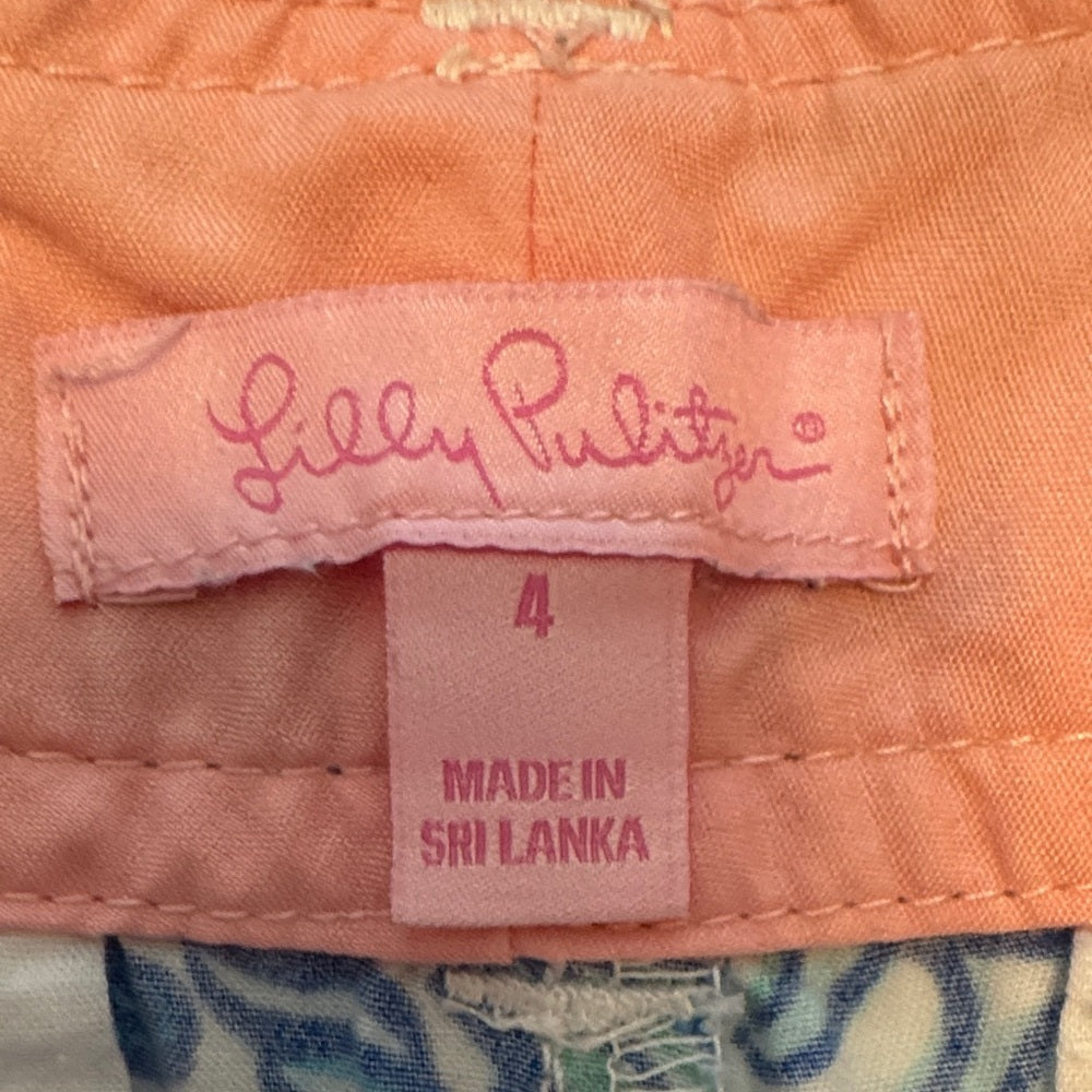 Lilly Pulitzer Blue Seashell Patterned Women's Shorts SZ 4