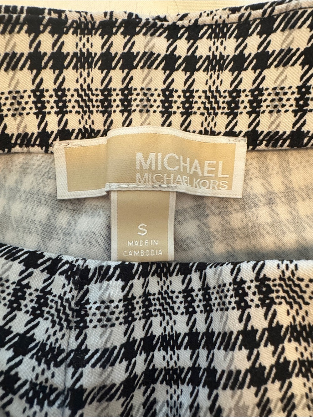 Michael Kors Black & White Plaid High-Waist leggings