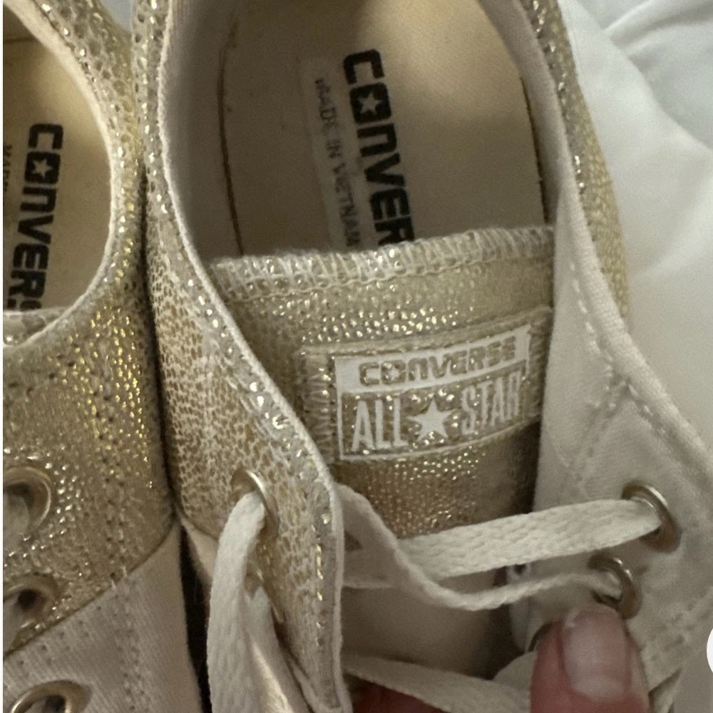 Converse Gold and Cream Canvas Sneakers Size 10