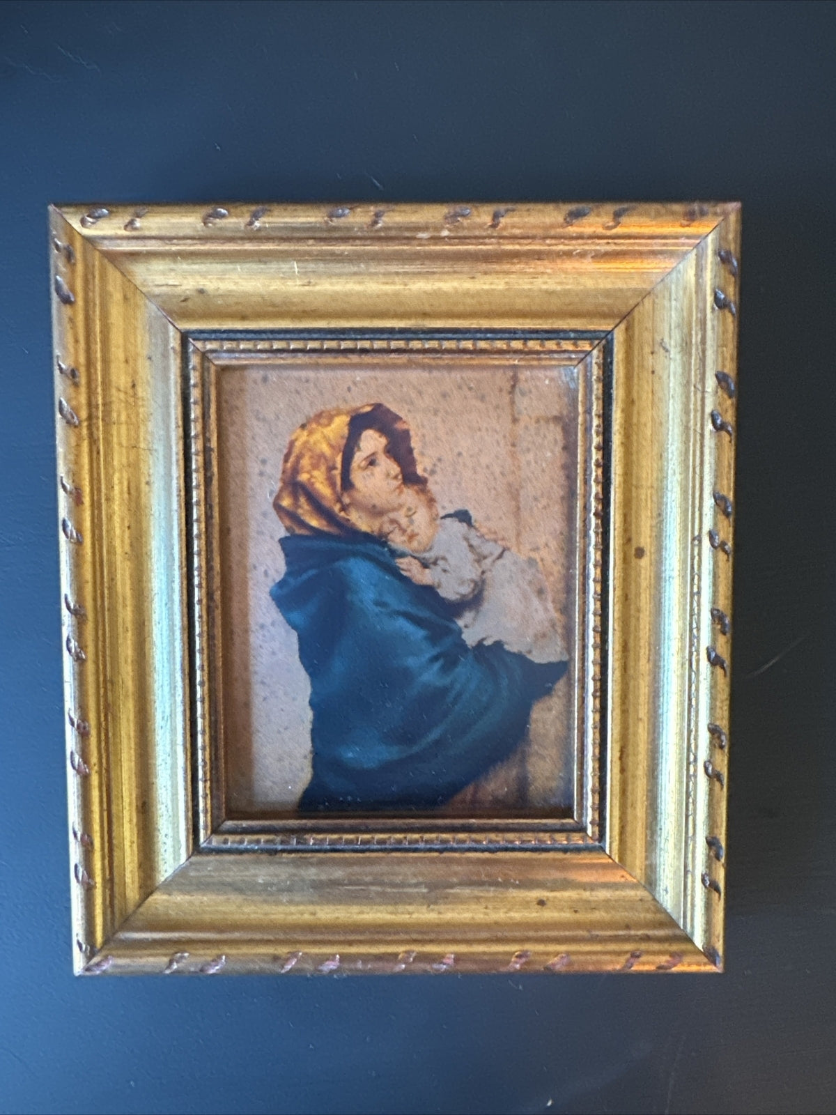 Roberto Ferruzzi Madonna Of The Streets 5 X 6 Reprint, Gold Wood Frame