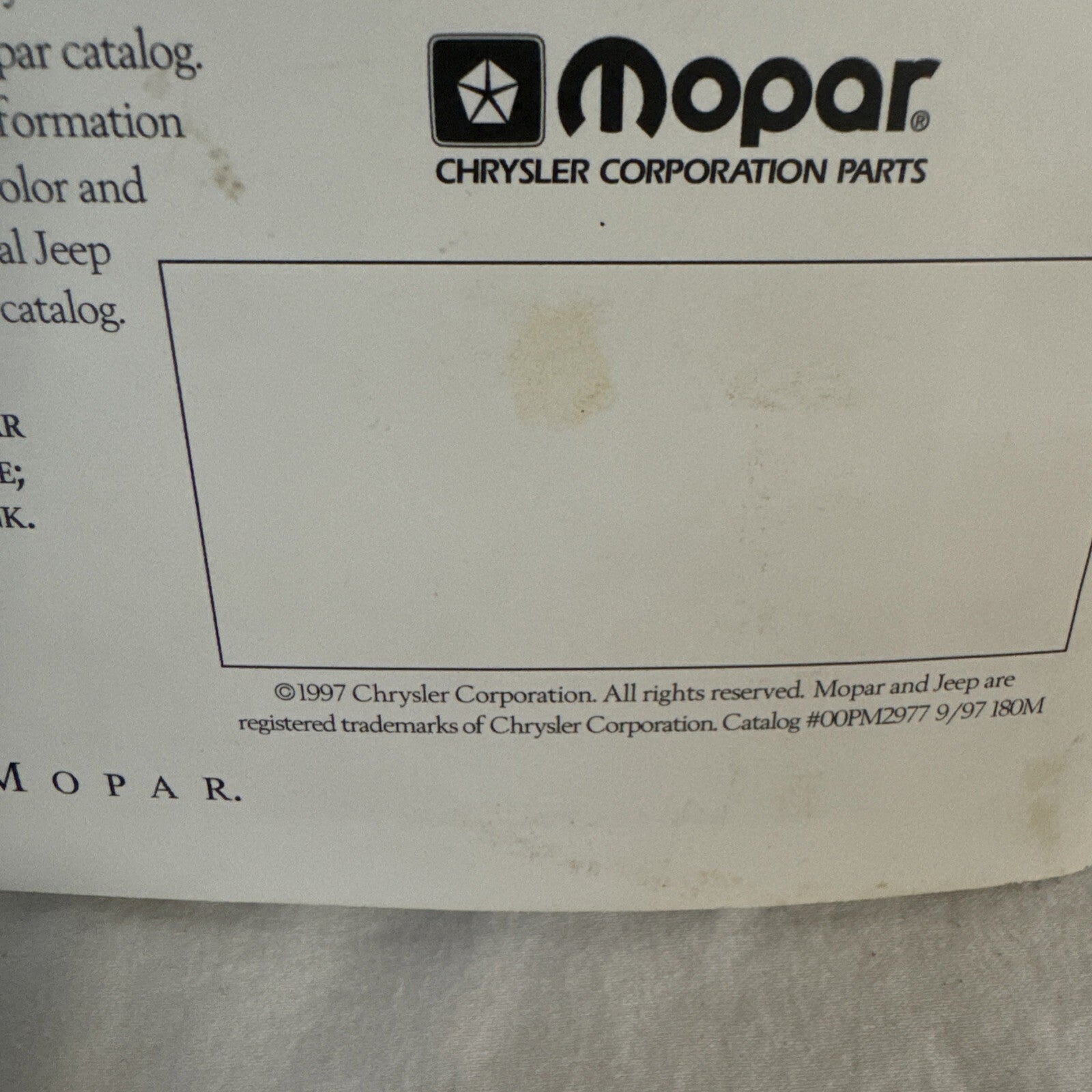 Jeep Wrangler original Brochure - 1998 Mopar accessories ￼
