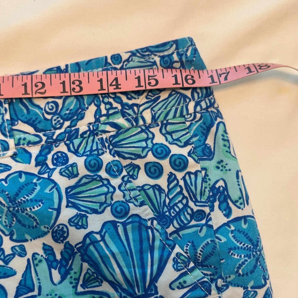 Lilly Pulitzer Blue Seashell Patterned Women's Shorts SZ 4