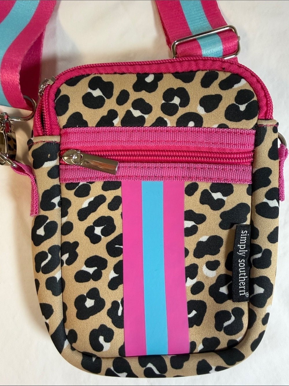 Simply Southern Pink & Teal Leopard Crossbody Bag