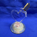 Hummingbird Crystal Hand Blown Glass 3.5" Gold Wings On A Pink Flower mirror