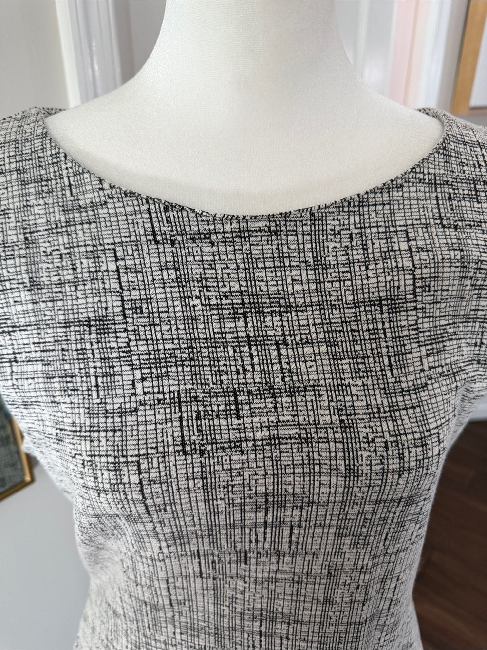 Tahari Sleeveless Black & White Textured Fit-and-Flare Dress SZ 10 NWT