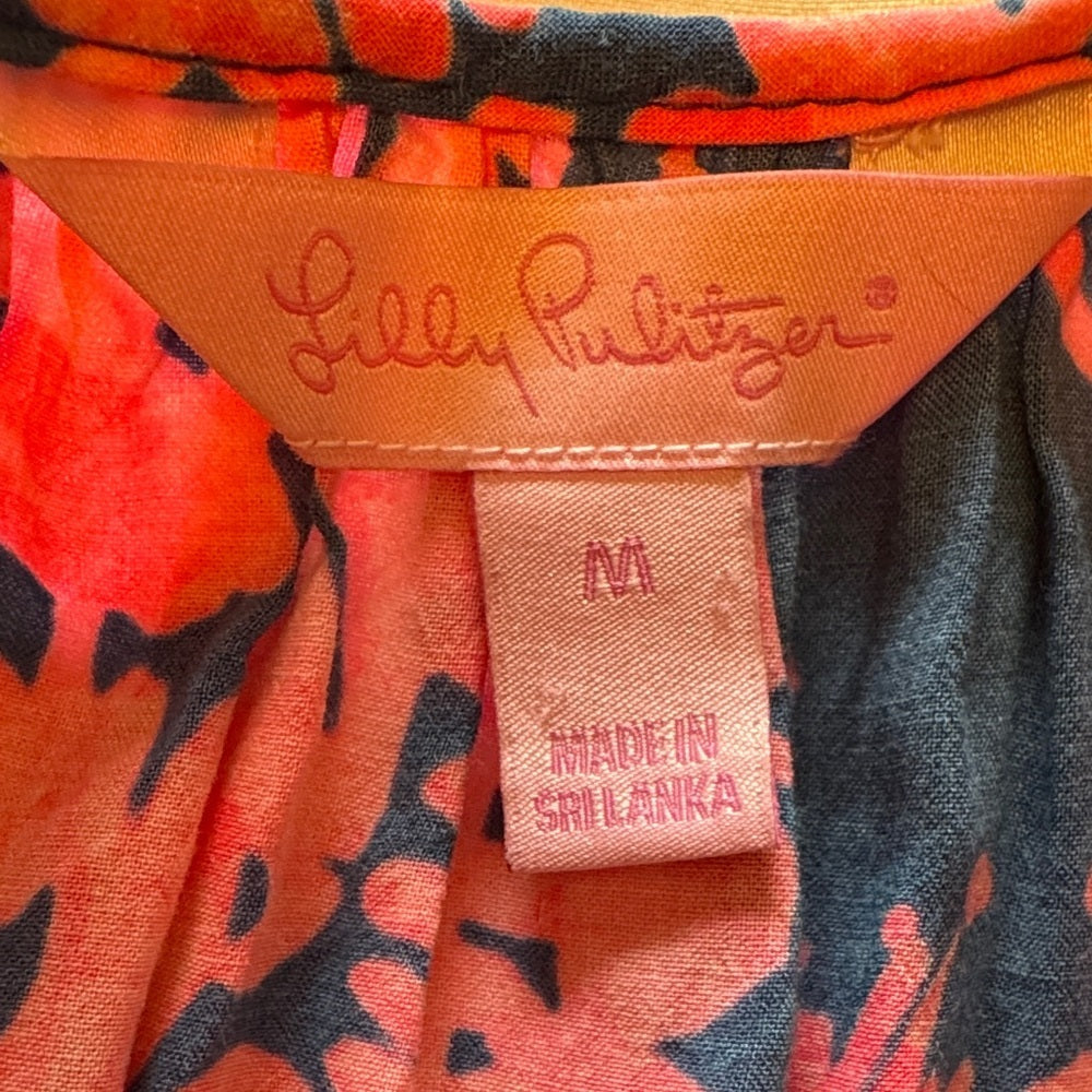 Lilly Pulitzer Women's Pink and Blue Floral Top Med