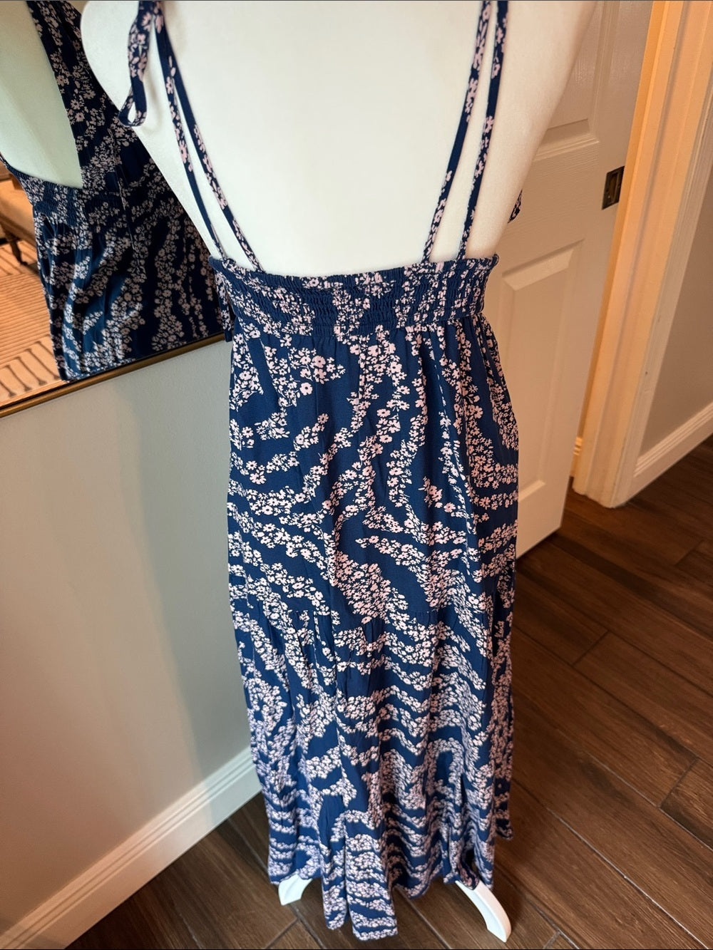 Navy Blue Floral Maxi Dress size XS