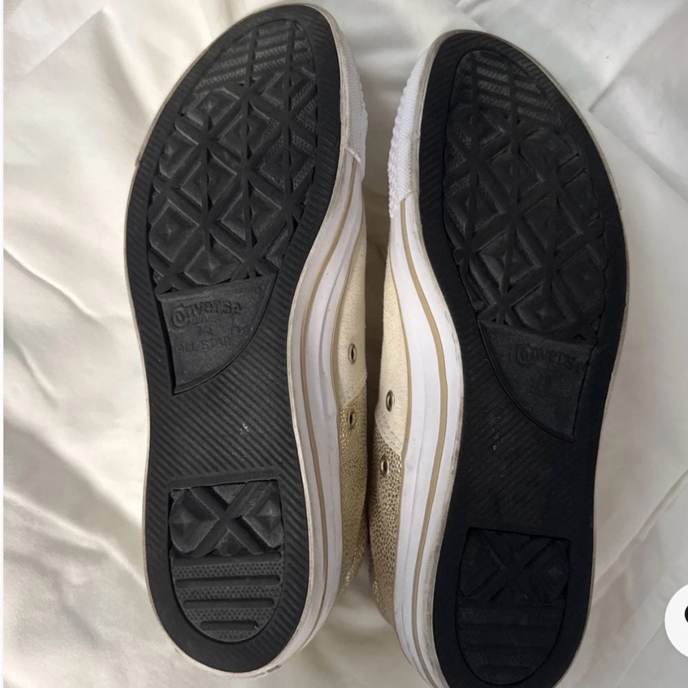 Converse Gold and Cream Canvas Sneakers Size 10