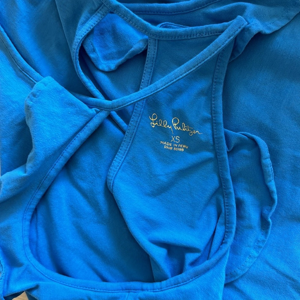 Lilly Pulitzer Blue spaghetti strap ruffled tank XS