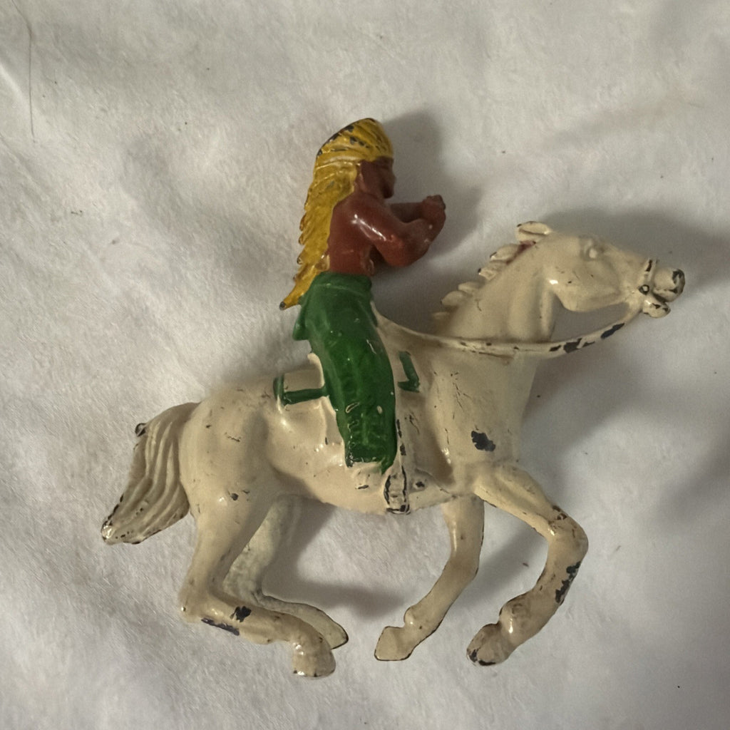 Cowboy, Johillco Indian &Horse w/ 3 British Knights ￼- Set of 5 - VTG, lead toys