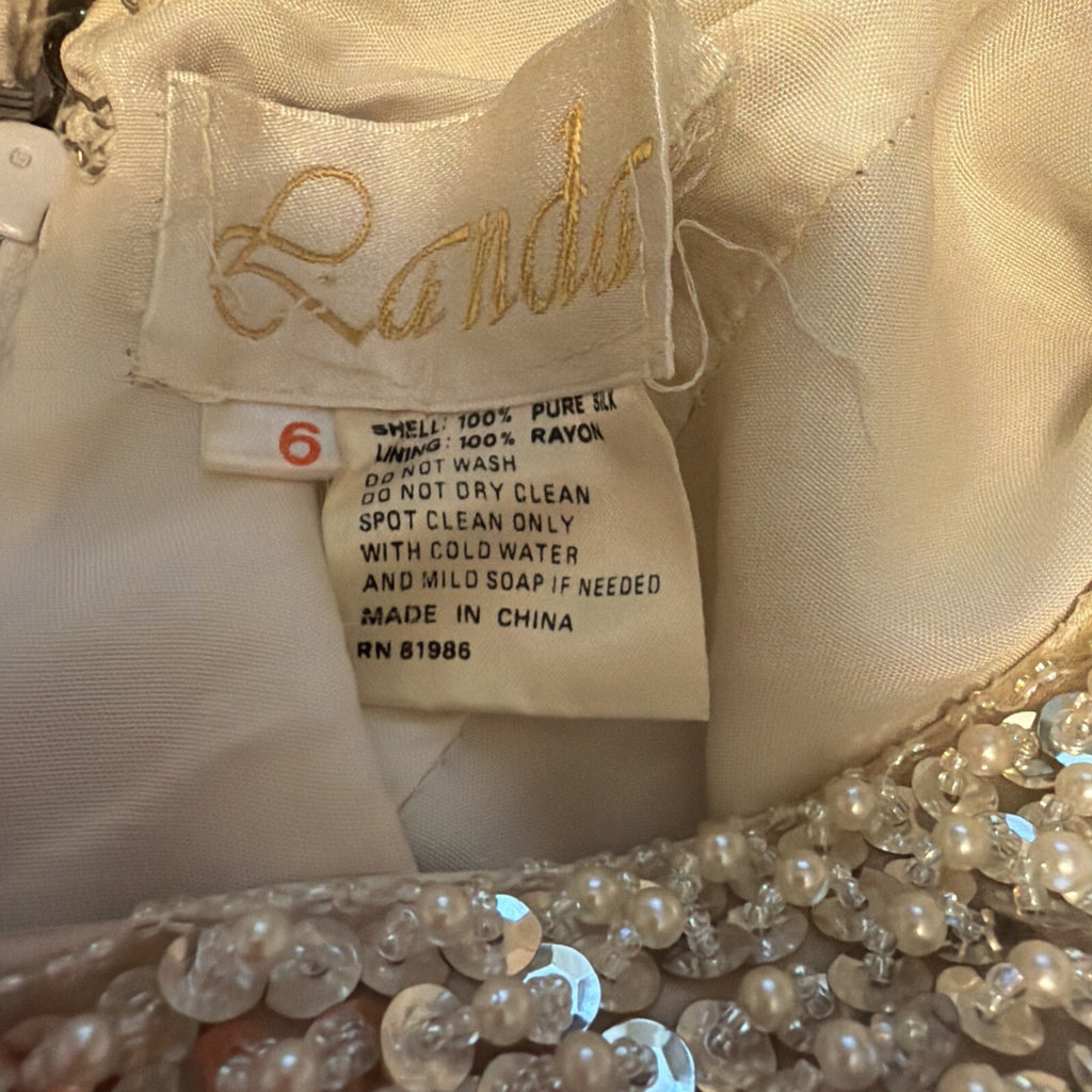 Lando Beaded Evening Gown SZ 6 - 100% Pure Silk - Vintage