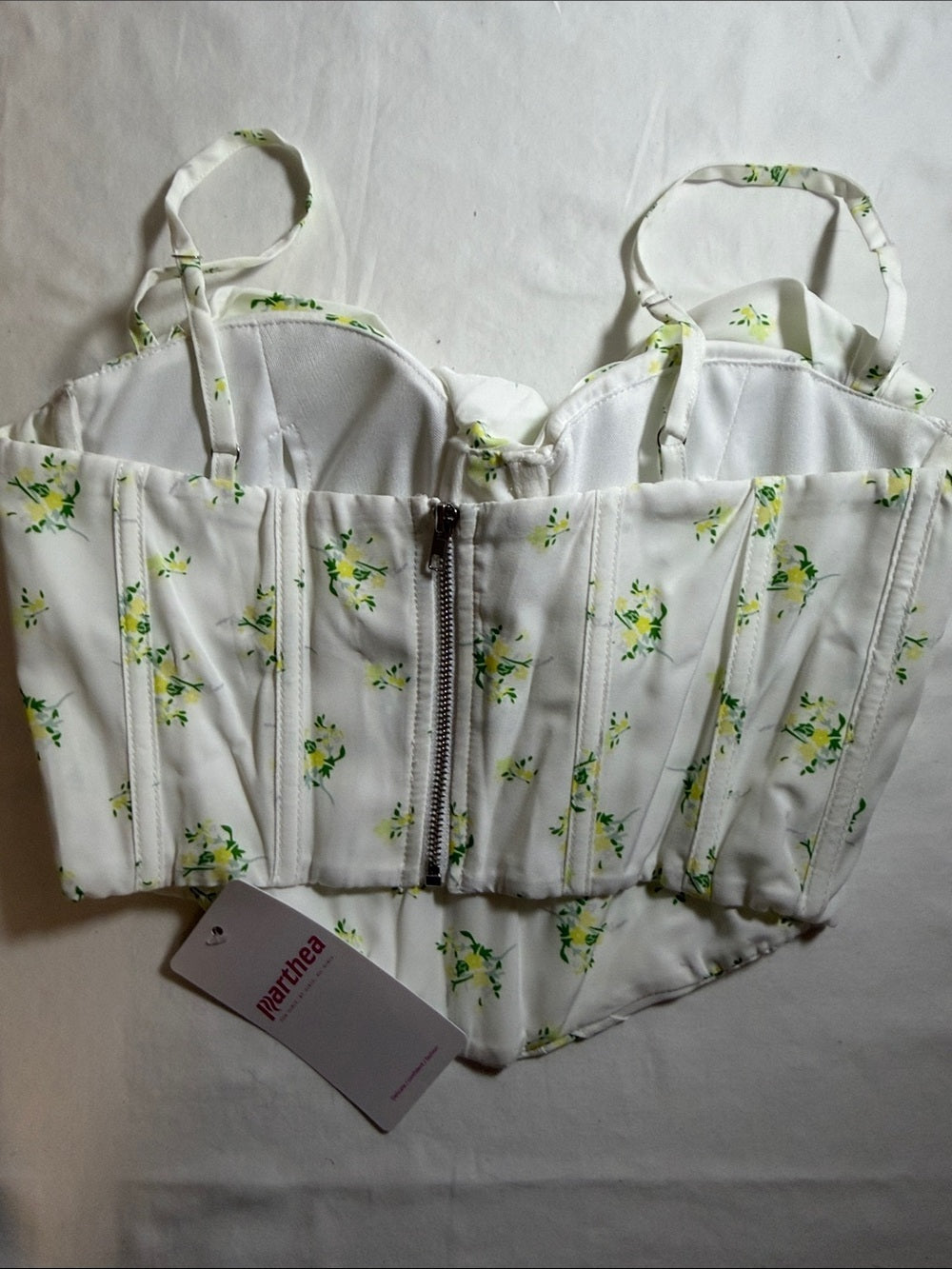White Floral Bustier Corset Top XS