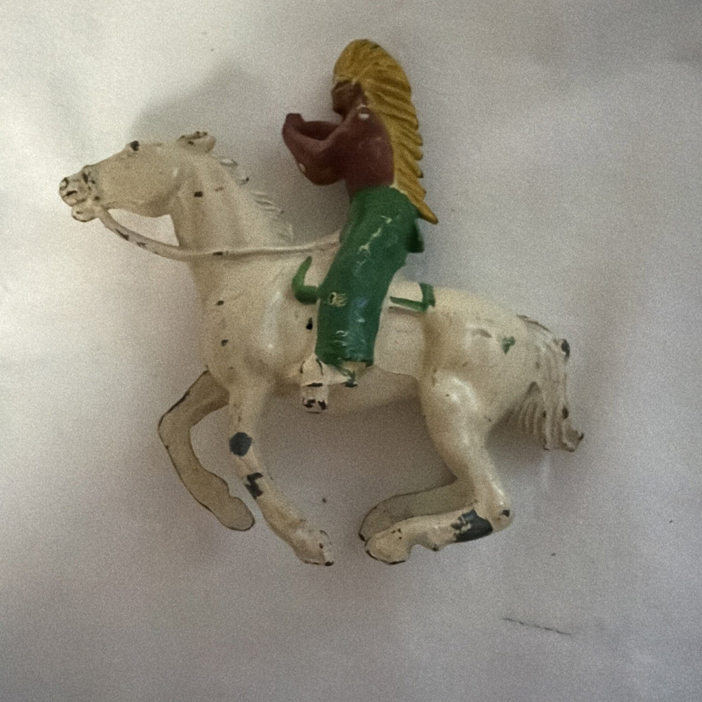 Cowboy, Johillco Indian &Horse w/ 3 British Knights ￼- Set of 5 - VTG, lead toys