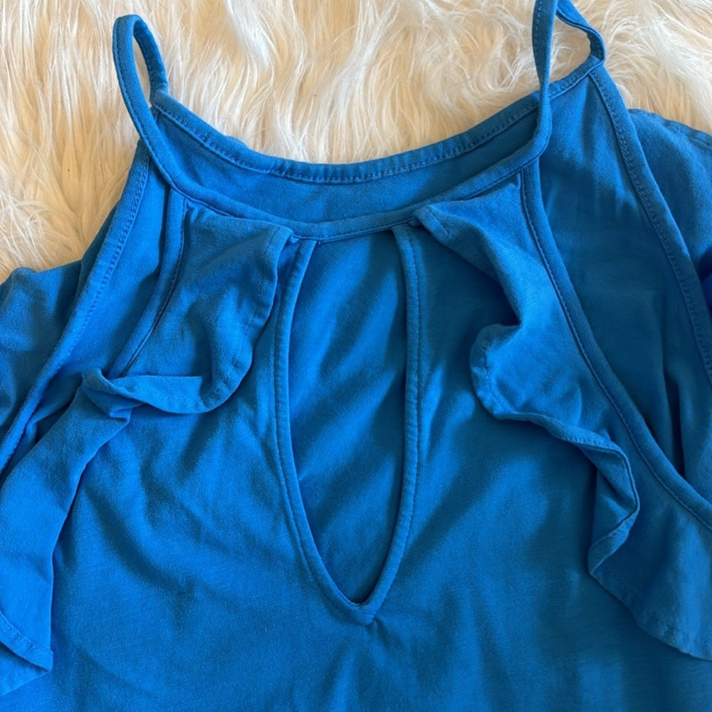 Lilly Pulitzer Blue spaghetti strap ruffled tank XS
