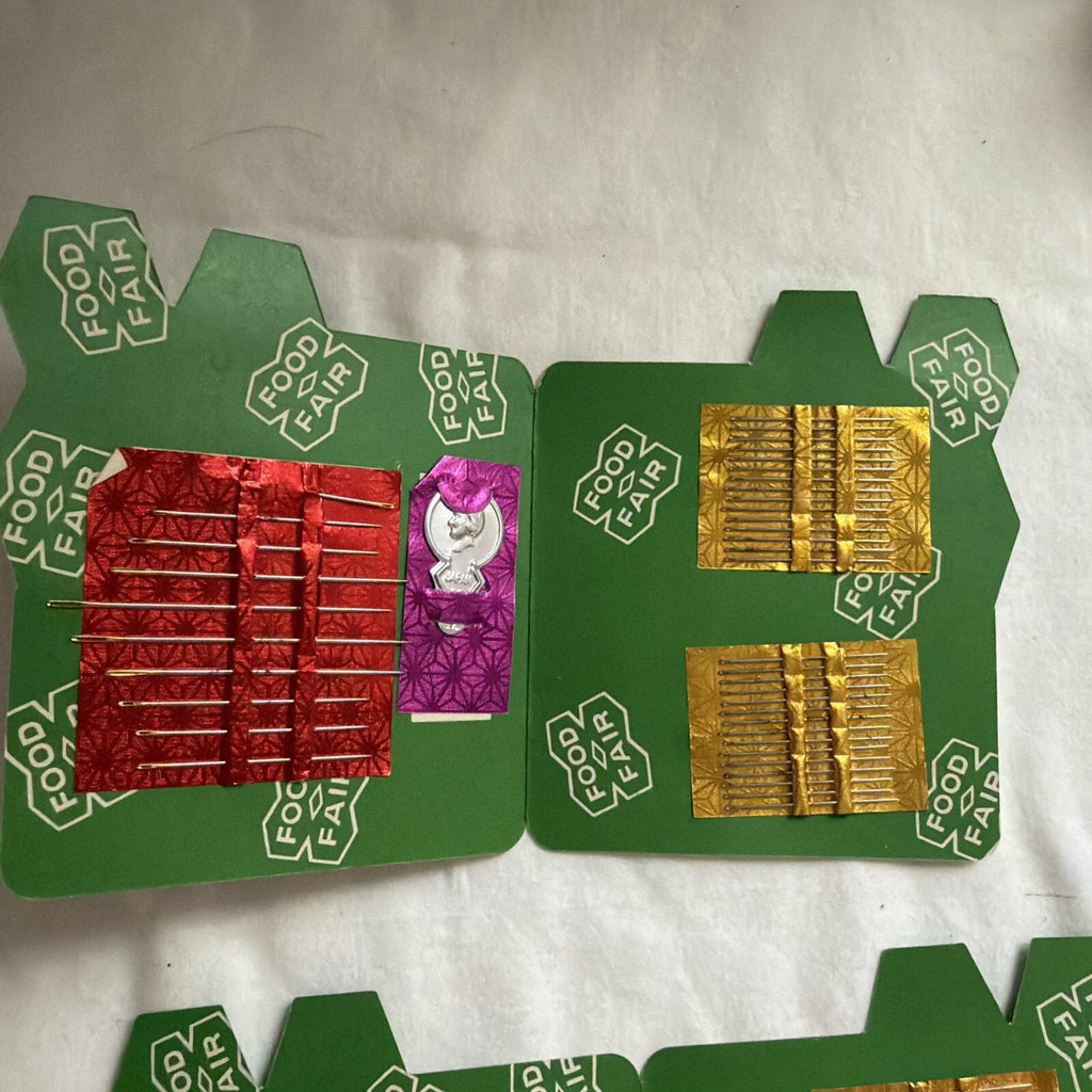 Food Fair Sewing Needle Kits Advertising Supermarket Souvenir  - Lot of 2 VTG