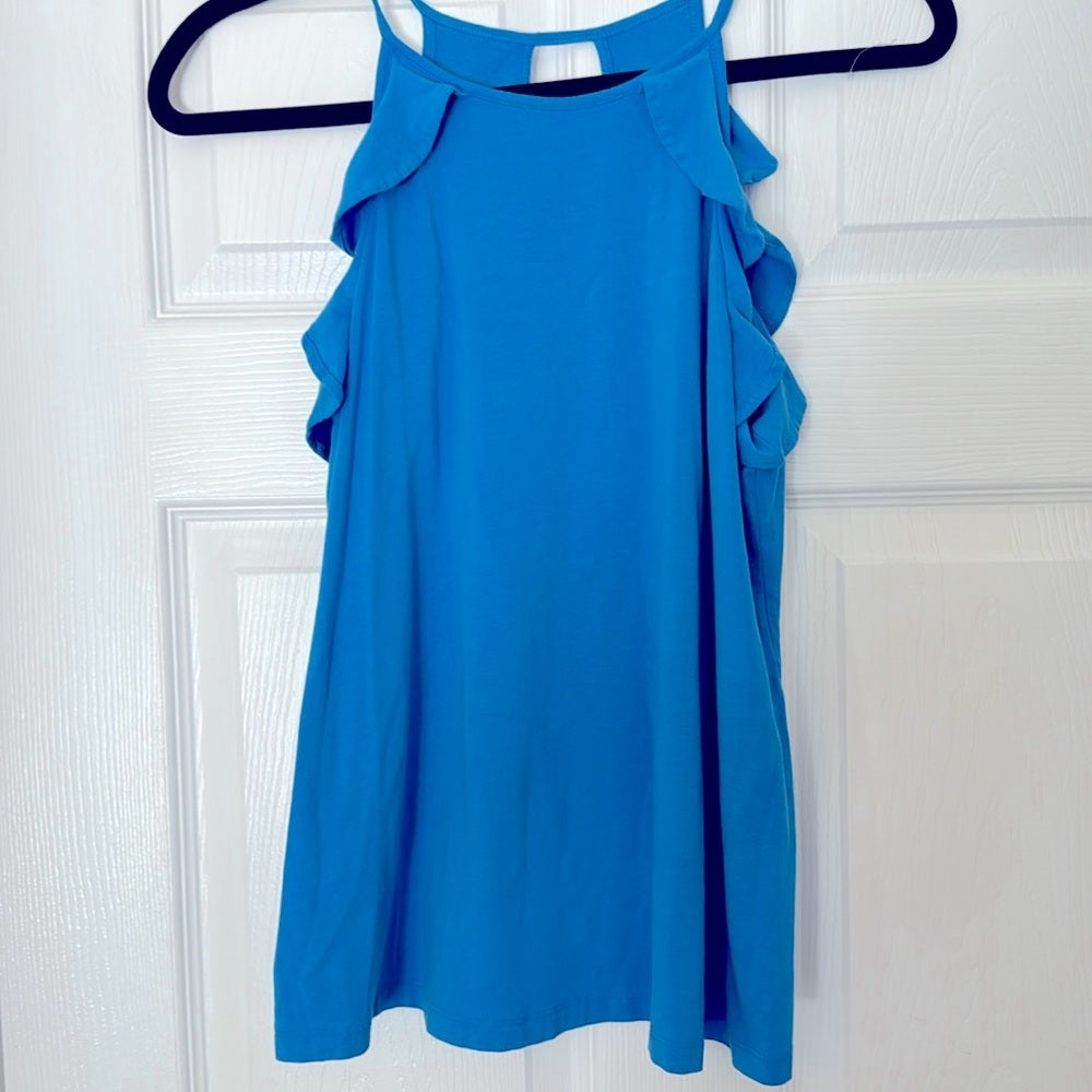 Lilly Pulitzer Blue spaghetti strap ruffled tank XS