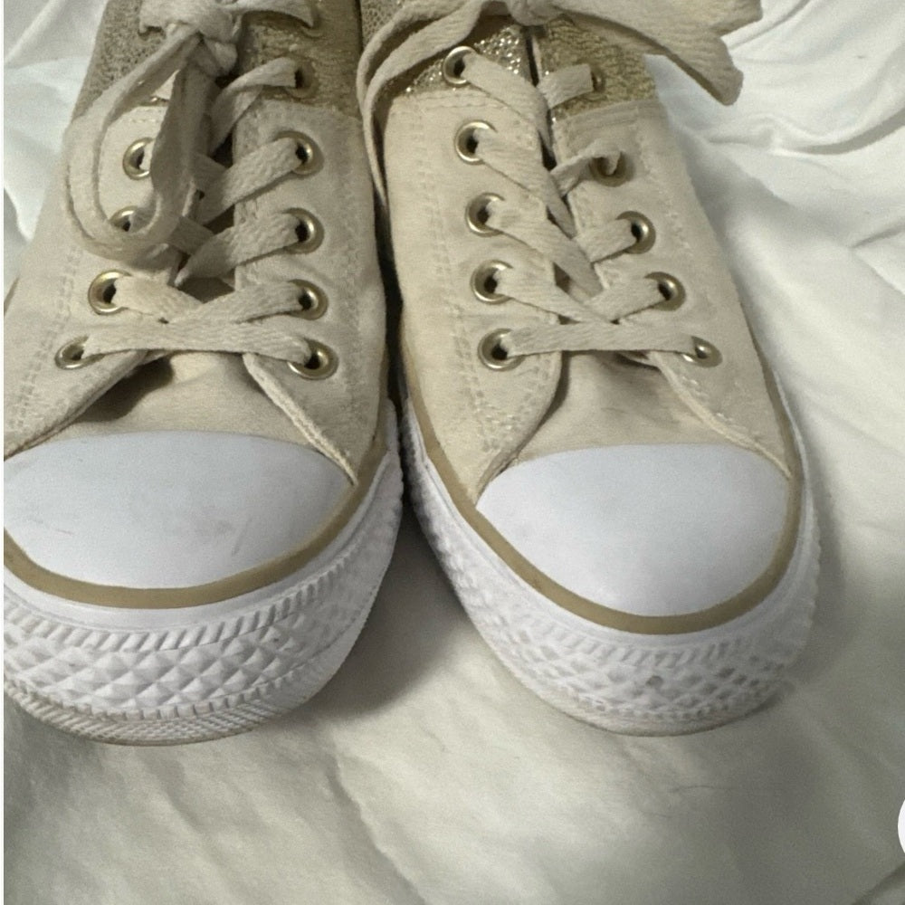 Converse Gold and Cream Canvas Sneakers Size 10