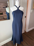 Dress the Population Navy One-Shoulder Cross-Strap Midi Dress size L