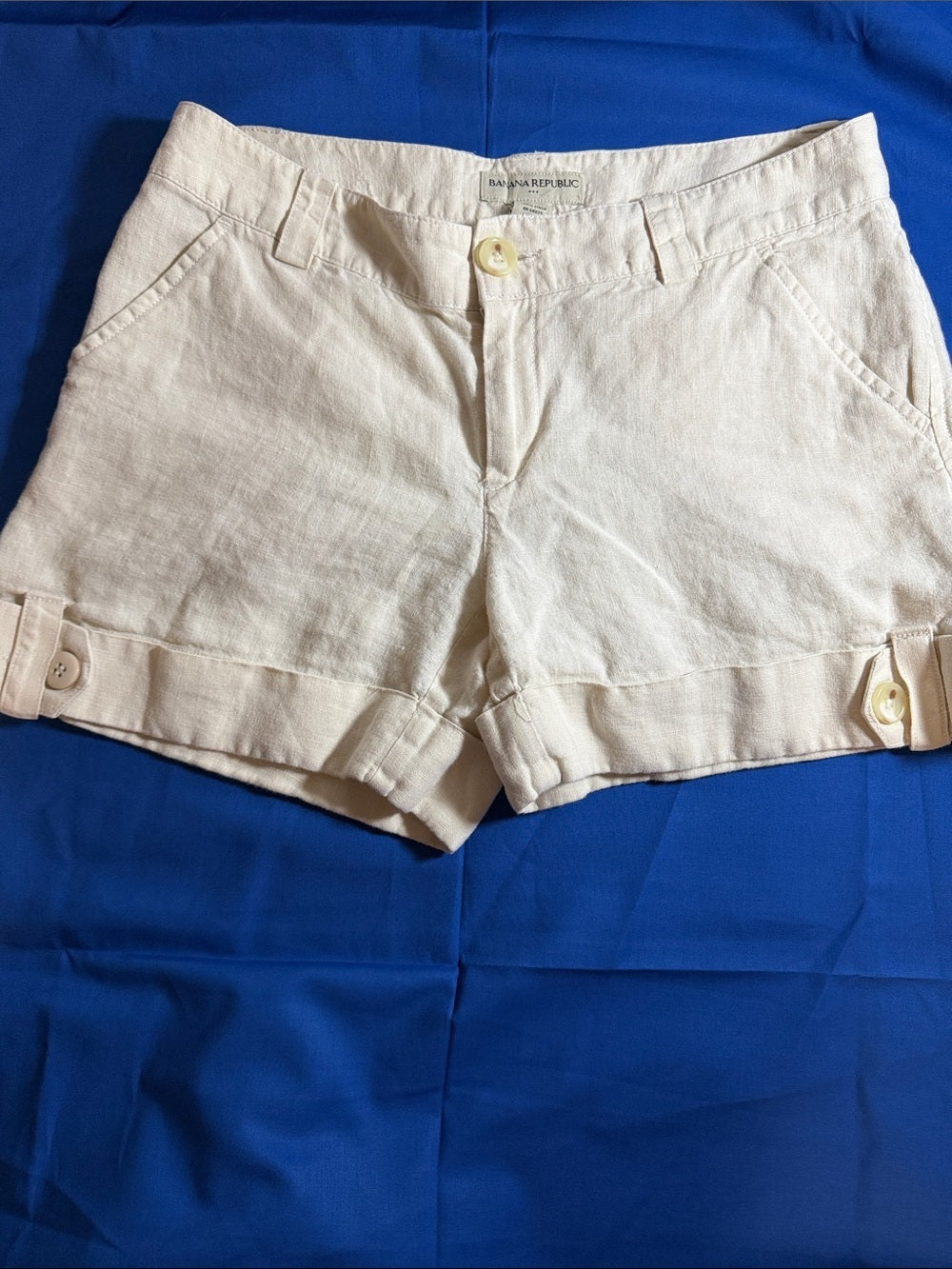 Banana Republic Cream Cuffed Linen-Blend Women's Shorts SZ 4