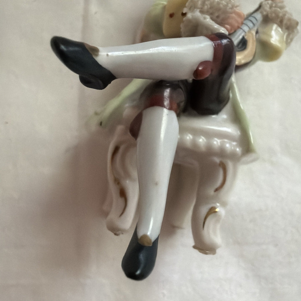Dresden Meissen Germany MUSICIAN Figurine ￼Antique  MINIATURE 3” Very sweet