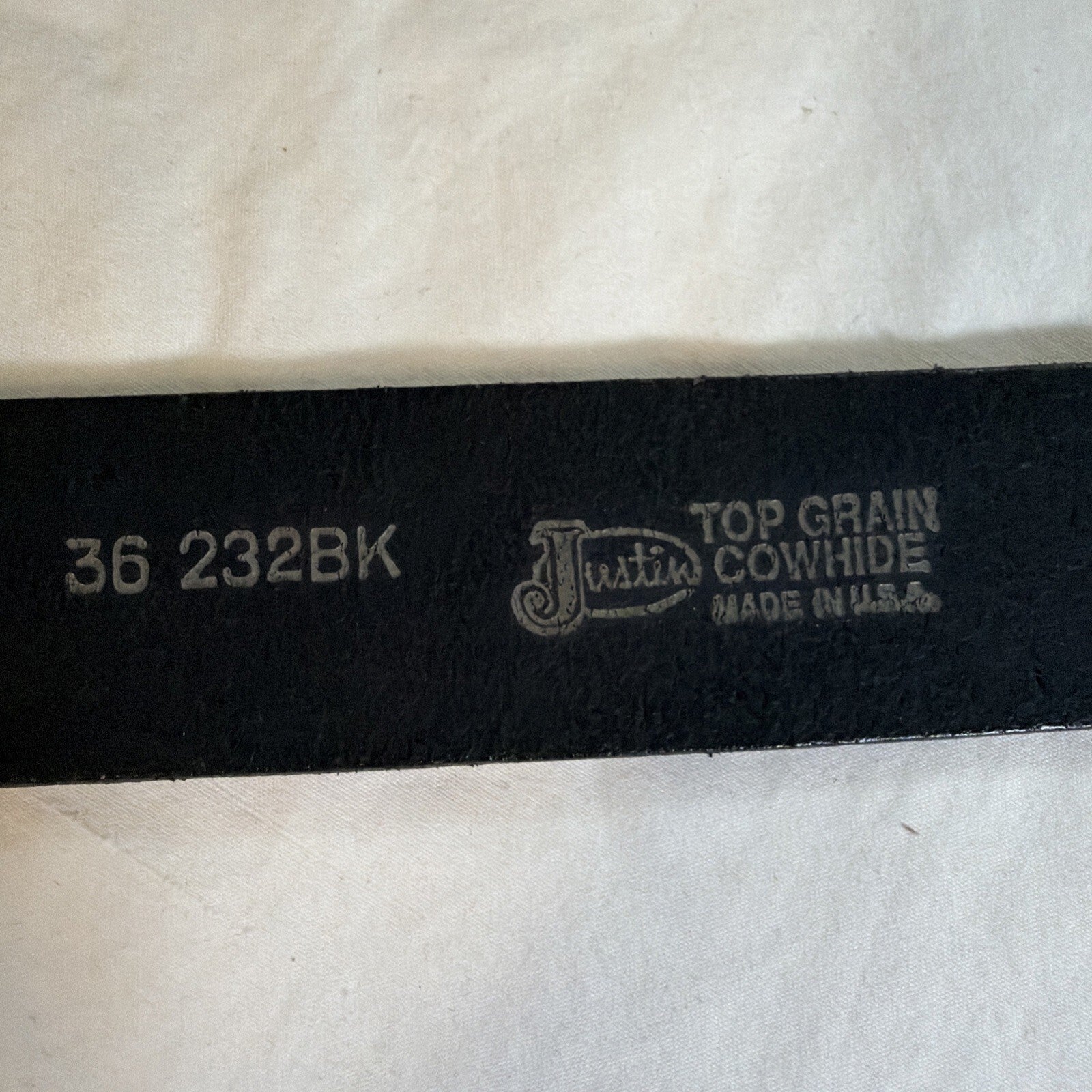 Justin Leather Belt Mens 36 Genuine USA Made Black 232 BK Top Grain leather