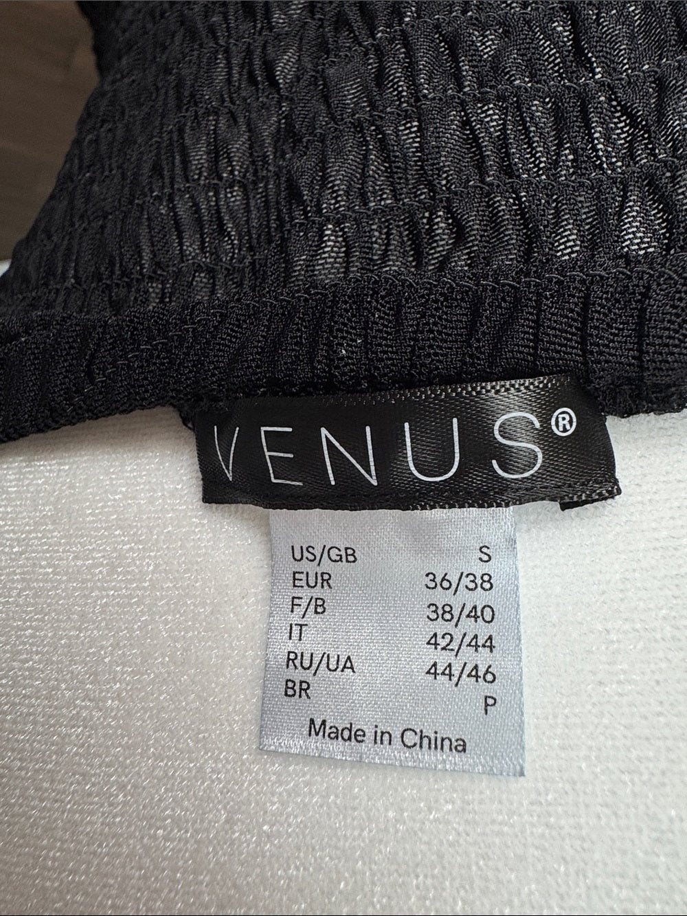 VENUS Black Smocked Peplum Cami with Tie Front